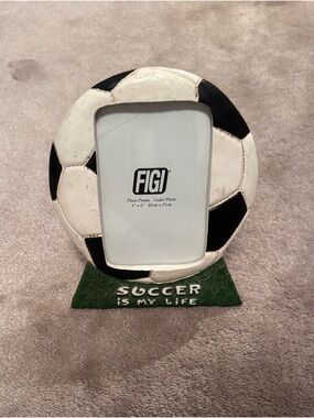 FIGI Soccer Ball Photo Frame in Black, White & Green